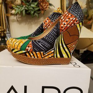 ALDO Platform Batik pump with woven leather trim